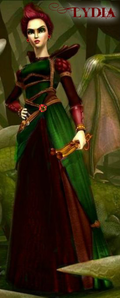 Lydia in red and green.
Very hard to find a good picture. I hope it's good.