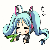  (I hope this counts) Miku Hatsune eating a leek! (Vocaloid)