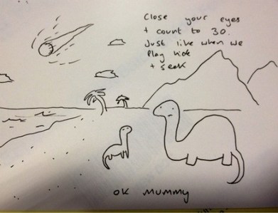  ((Omg the cat This picture made me bawl my eyes out. They're DINOSAURS, and this made me cryyyyyy))