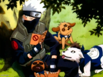 kakashi hatake! is a pervert summons and is friends with dogs ;d