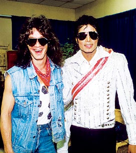 Backstage with Eddie Van Halen during the Victory tour