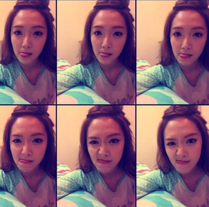  Here sica selca!! I want a picture of Taeyeon where her hair has the rosado, rosa highlights!!!