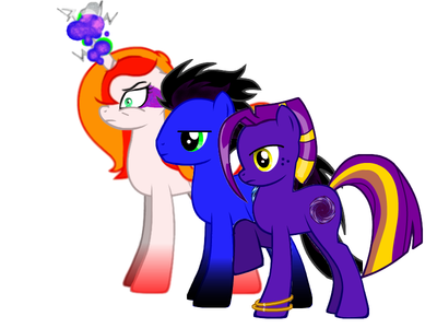 My main OC family: from left to right: Summer Pride, and her children, Nocturnal Mirage, and Moonligh