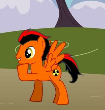 ^ his best friend,Flame Hazard (even if his cutiemark is about radiation)
