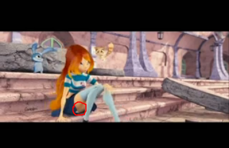 i don't really think that's a blooper,but you can see Bloom's underwear O.o