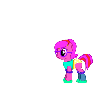  Name: Kimmy AKA Misappear Gender: Mare Race: Earth pony Appearance: berwarna merah muda, merah muda body with a hot pin