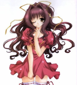  "Okay!" She takes the red dress and goes into the dressing room. "Ready!" ^_^ She comes outside spin