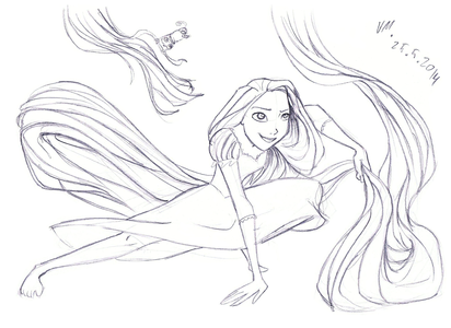 Rapunzel. Her face didn't turn out well but it was just quick sketch.