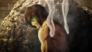 *Eren rushed the bolder and transformed into the titan, but then he stopped. He simply stared at the 