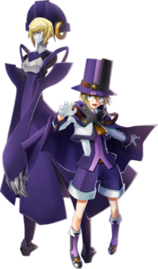  Carl Clover from BlazBlue Both are wearing a magician-looking hat.