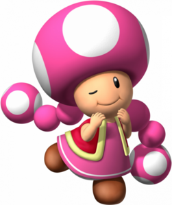 Toadette

Both have no hair.