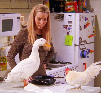 Phoebe Buffay from Friends 

Both are with animals that you'd find on a farm 
