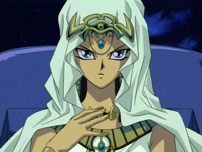  Ishizu Ishtar from Yu-Gi-Oh! Both are wearing a necklace.