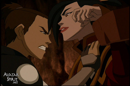 Azula from Avatar The Last Airbender

Both are  pinned/in the hands of someone else