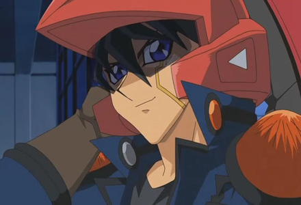  Yusei Fudo from Yu-Gi-Oh 5D's Both are wearing a helmet.
