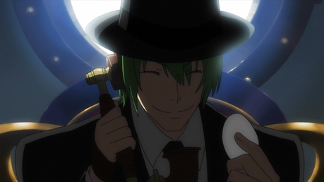 Hazama from BlazBlue

Both are wearing a hat and a tie.