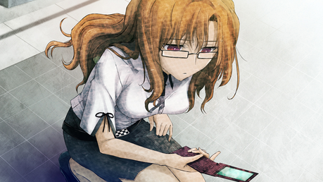  Moeka Kiryu from Steins;Gate. Both are holding a phone.