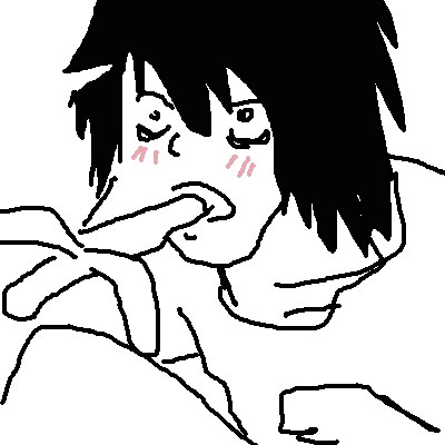 Okay side bonus I traced over a picture of L eating a banana really badly because I wanted it to look