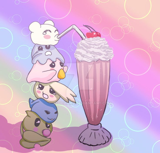  Cute Digimon eating ice cream