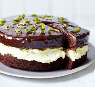 Chocolate & lime cake

Ingredients
For the sponge
225g butter

, softened at room temperature, 