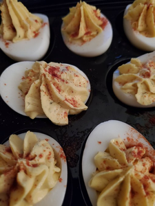 I'm having a late night snack. Deviled eggs are one of my favorites, and I finally found the perfect 