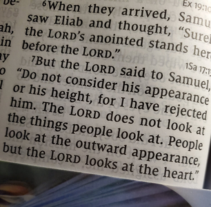  I cinta this quote from the Bible ~ 1 Samuel 16:7