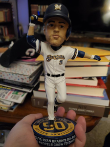 This bobblehead is the reason I wanted to go to the game. It's of my favorite Brewers player, Ryan Br