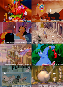  Here's a bunch of cameos. Not all are the princesses tho. Beast in Aladdin và cây đèn thần Scar in Hercules Mul