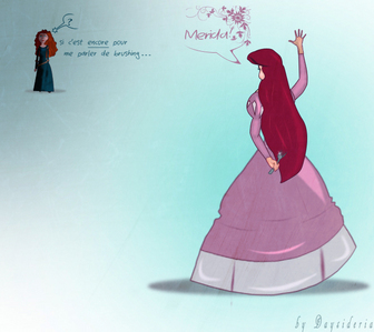 this one?:)
well then find a fan art with aladdin and jasmine, ariel in a lake, rapunzel in her towe
