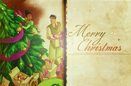 Merry Christmas from Tiana and Naveen Now find a picture of a DP opening a present 