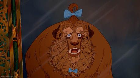 The Beast looks so funny here!

Next find a screencap during the song A Whole New World (Aladdin)