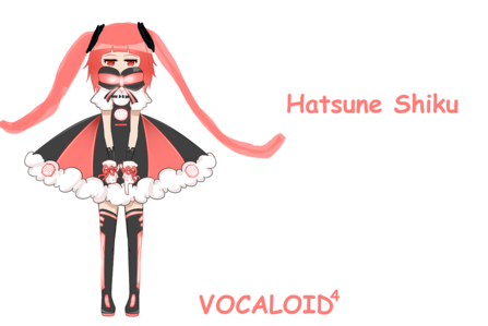  Name: Hatsune Shiku (She is one of Miku's sisters) Age: 12 Hair color: Really Bright Red Series nu