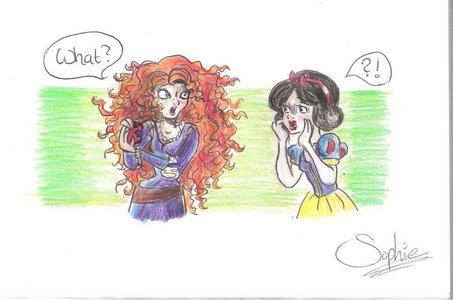  How about Snow White and Merida? :D Credit to sophiesmile. اگلے find a picture of a leading lady p