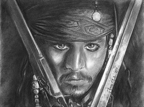 Captain Jack Sparrow drawing by Jenny Jenkins