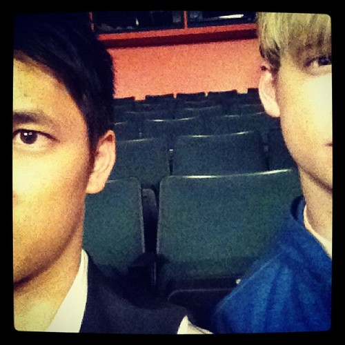 Chord and Harry on set of Glee