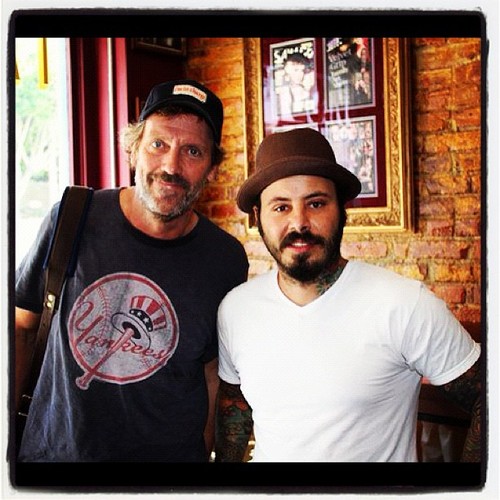  Hugh Laurie in Los Angeles with the artist(tattooist)