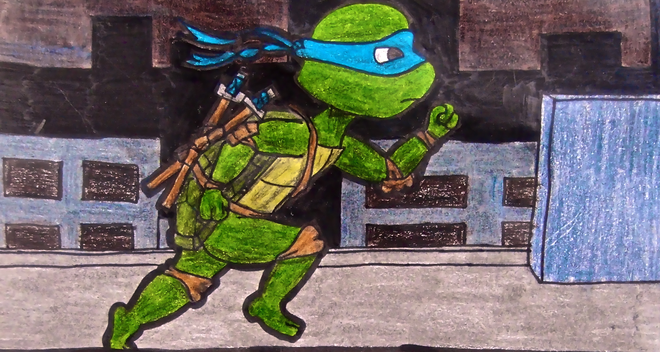 Ninja Turtles Gambar Running Across Rooftops HD Wallpaper And