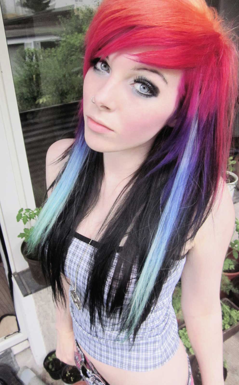 Emo Girls with Blue and Purple Hair