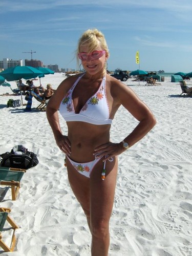 Debra on the beach in 2009