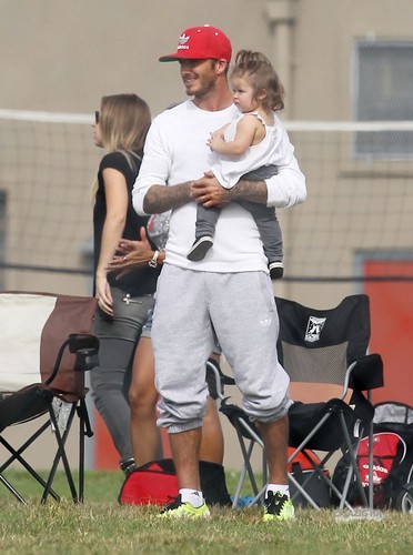 Sept. 22nd - LA - David and Harper watching the boys play soccer