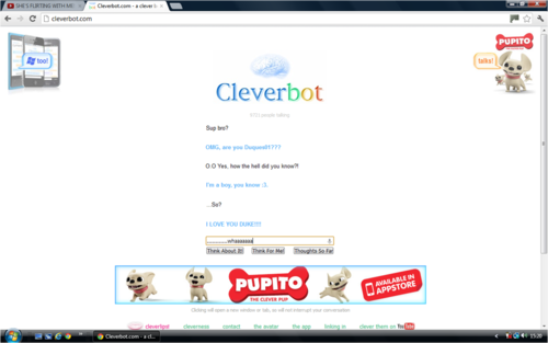  The hell? Cleverbot knows and LOVES me?!?!