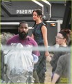 Jennifer Lawrence and other actors around the Catching Fire set. - the-hunger-games photo