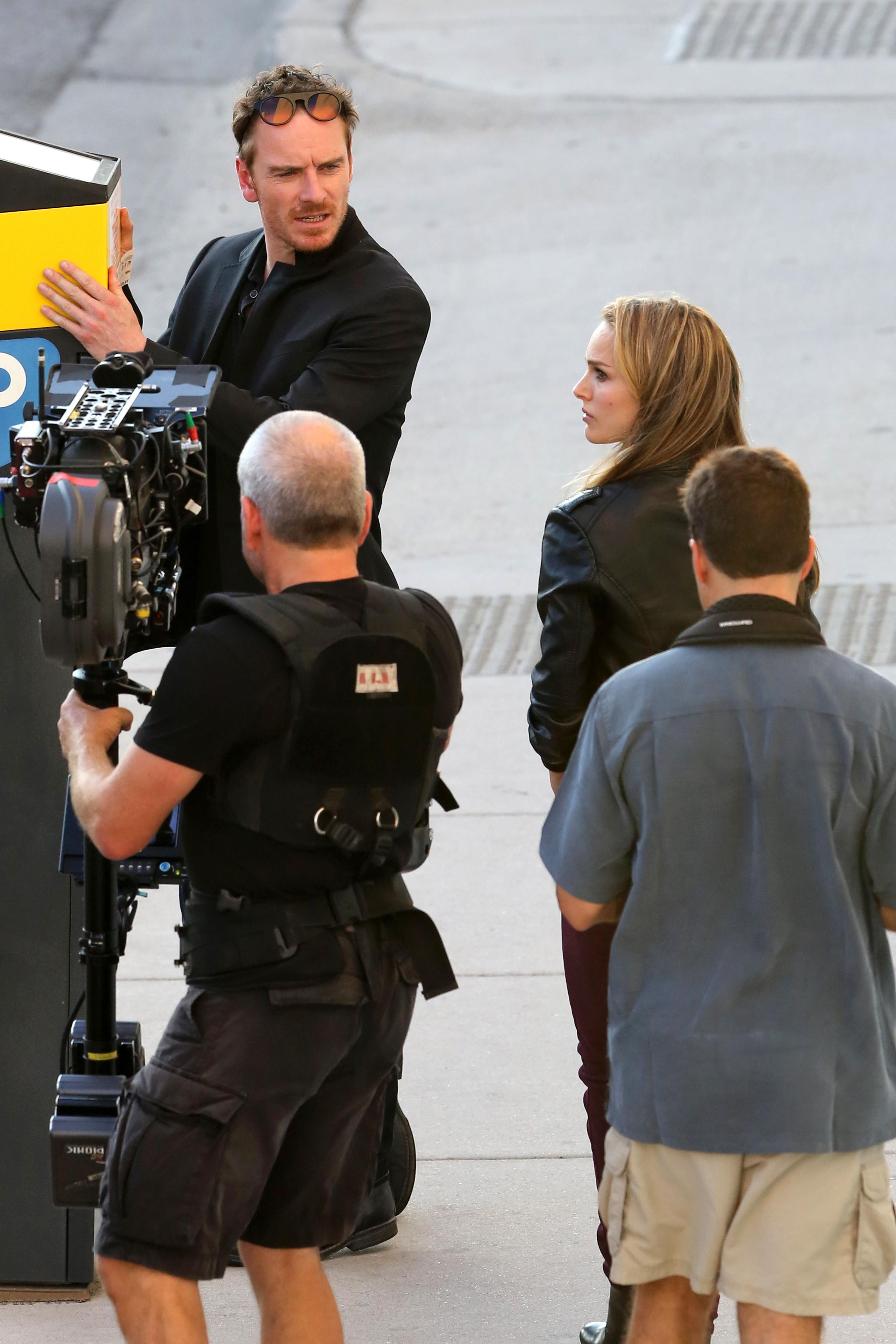 natalie portman Photo: Filming a scene with Michael Fassbender during a gam...