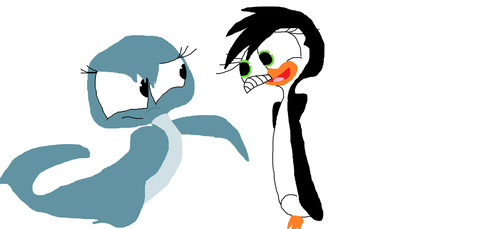  my 2 longlost ocs fade the delfín and thunder the pingüino, pingüino de