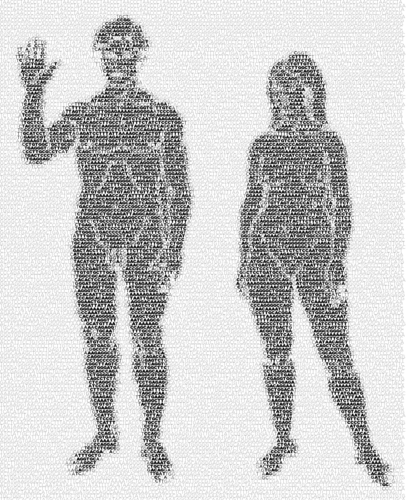  Part of the Pioneer plaque rendered with the sequence of human chromosome 1