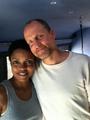 Maria Howell and Woody Harrelson on Catching Fire set - the-hunger-games photo