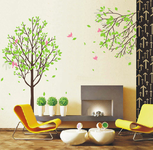  pohon With Branch and Birds dinding Stickers