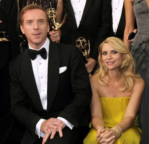  Damian Lewis & Claire Danes after receiving Awards for their roles in Homeland