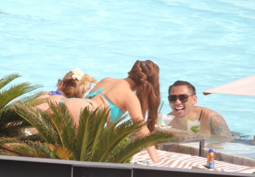  Gaga at the pool of her hotel in Rio (Nov. 7)