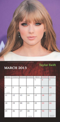  Taylor schnell, swift Exclusive Unofficial 2013 Calendar